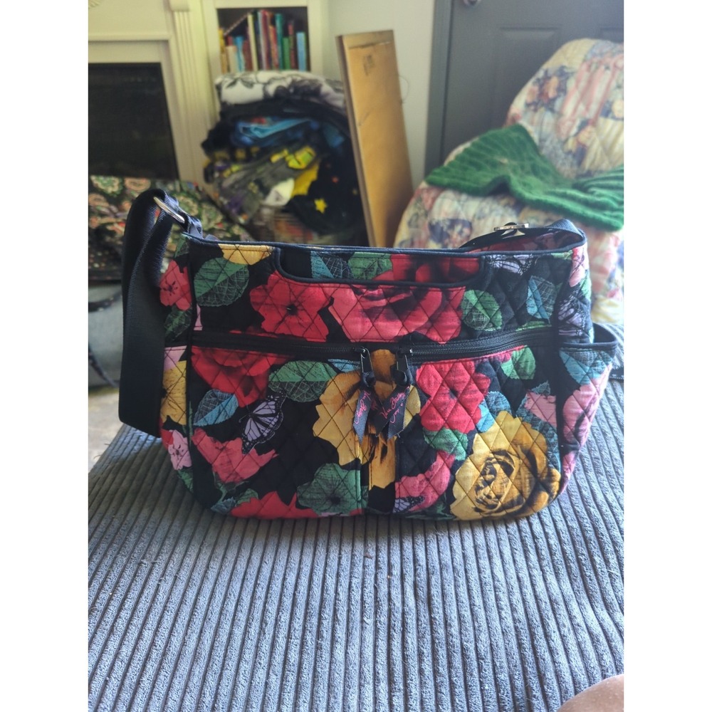 Vera Bradley Carry All Shoulder Bag Havana Rose RARE Pristine